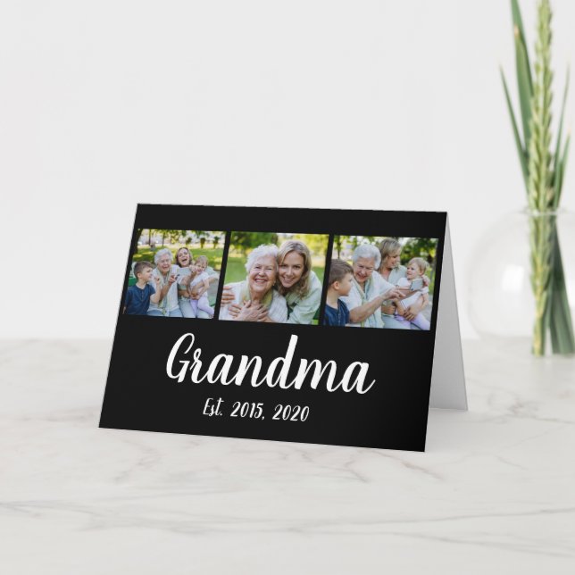 Cartão De Agradecimento Grandma Established Modern Script Black 3 Photo (Frente)