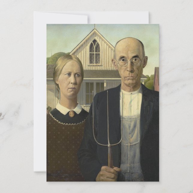 Cartão De Agradecimento Grant Wood - American Gothic (Frente)