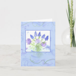 Cartão De Agradecimento Grape Hyacinth Sweet Pea Watercolor Obrigado