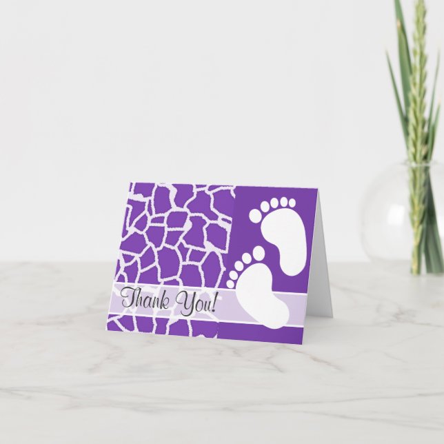 Cartão De Agradecimento Grape Purple Giraffe Animal Print (Frente)