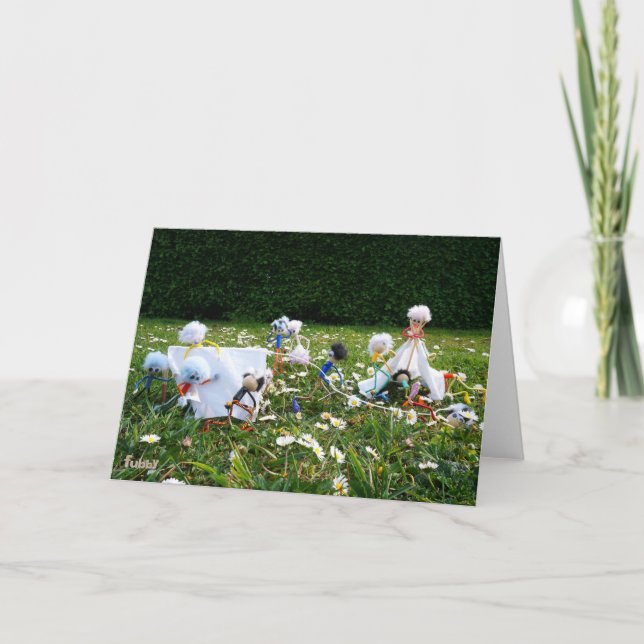 Cartão De Agradecimento Grappige Fubby poppetjes die kamperen. (Frente)