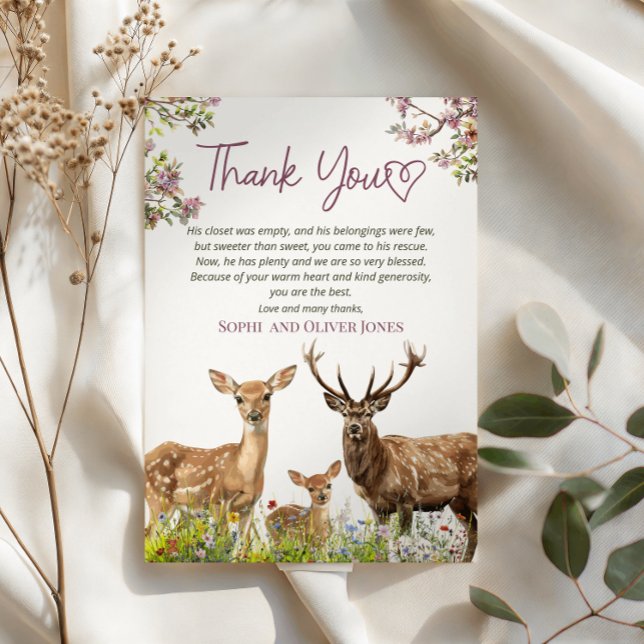 Cartão De Agradecimento Grata Pastel Deer Obrigado (Criador carregado)