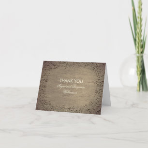 Cartão De Agradecimento Gratidão Casamento Rústico Floral Gravada em Madei