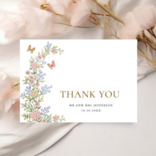 Cartão De Agradecimento Gratidão de casamento floral rosa pastel graciosa 
