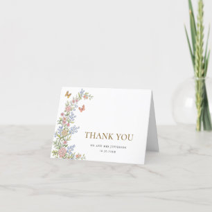 Cartão De Agradecimento Gratidão de casamento floral rosa pastel graciosa 