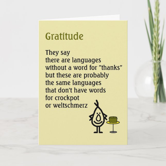 Cartão De Agradecimento Gratidão - um obrigado esquisito (Frente)
