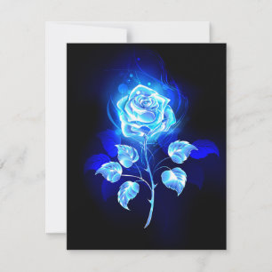 Cartão De Agradecimento Gravação de Rosa Azul