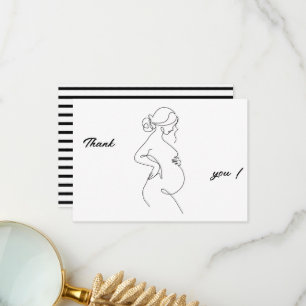Cartão De Agradecimento Gravidez de Arte de Linha Minimalista Obrigado Car