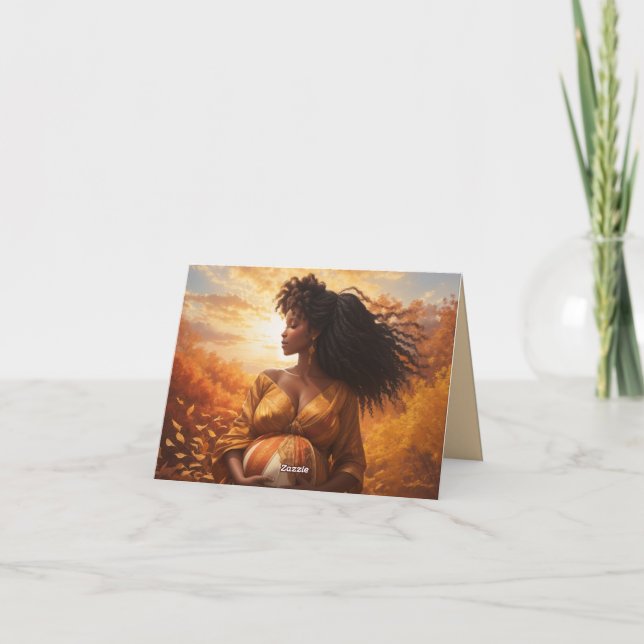 Cartão De Agradecimento Gravidez Mãe Afro-Centrica (Verso)