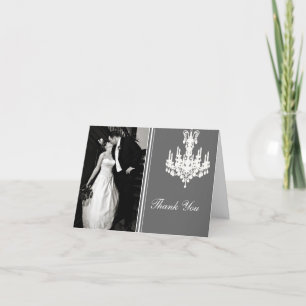 Cartão De Agradecimento Gray and White Chandelier Photo Thank You Card