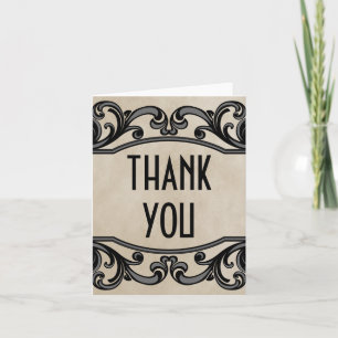 Cartão De Agradecimento Gray Gothic Swirls Thank You Card