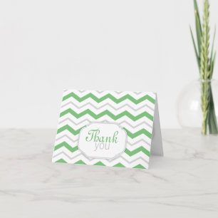 Cartão De Agradecimento Gray & Green Chevron Modern Thank You Cards