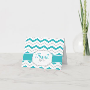 Cartão De Agradecimento Gray & Turquoise Chevron Trendy Thank You Cards