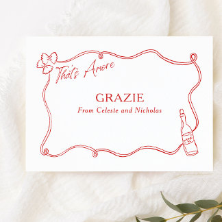 Cartão De Agradecimento Grazie, esse é um Casamento Desenhado à Mão Italia