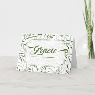Cartão De Agradecimento Grazie Italiano Obrigado Botânico Sage Green