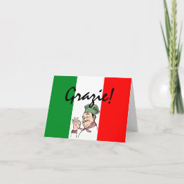 Cartão De Agradecimento Grazie Obrigado chef italiano na bandeira italiana