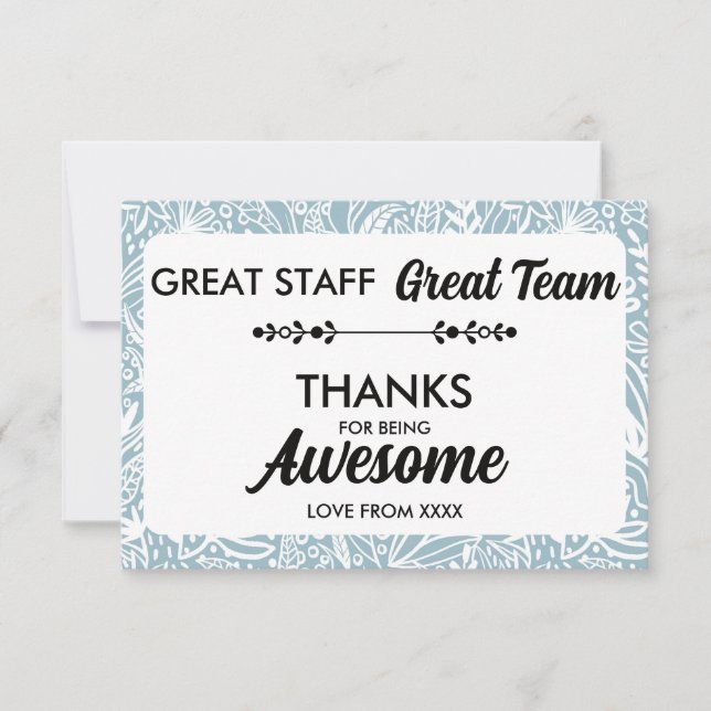 Cartão De Agradecimento Great Team Great Staff Thank You Sign | Employee  (Frente)