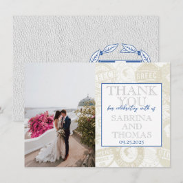 Cartão De Agradecimento Grécia Branca Foto de Casamento Obrigado