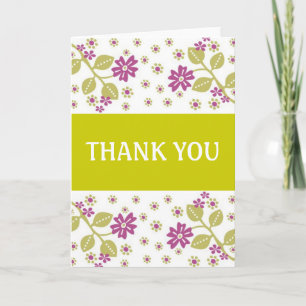 Cartão De Agradecimento Green and Pink Floral Thank You
