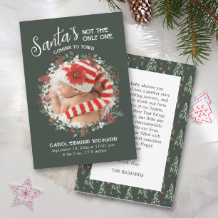 Cartão De Agradecimento Green Birth Stats Chá de fraldas de Natal