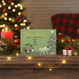 Cartão De Agradecimento Green Christmas Tree Photo Thank You Card | Holida