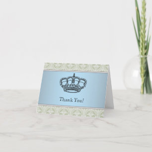 Cartão De Agradecimento Green Damask Crown Pequeno Príncipe Obrigado Cartõ