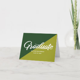 Cartão De Agradecimento Green Graduation Bold Retro Script Cap Icon Simple