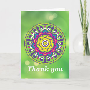 Cartão De Agradecimento Green Lotus Mandala
