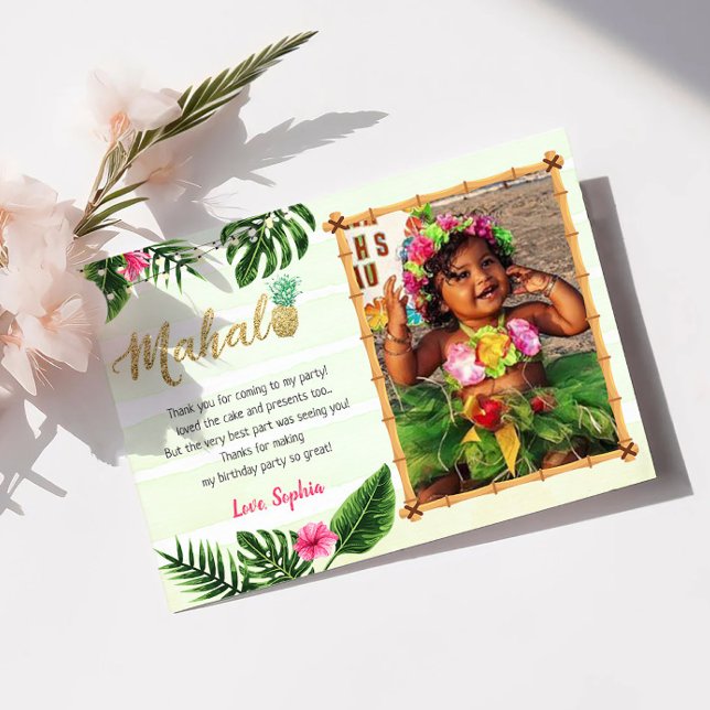 Cartão de agradecimento Green Tropical Mahalo (Criador carregado)