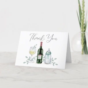 Cartão De Agradecimento Greenerne Champagne Sip & See Chá de fraldas