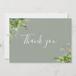 Cartão De Agradecimento Greenery Floral Elegante Sage Green