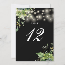 Cartão De Agradecimento Greenery Floral String Lights Table Number
