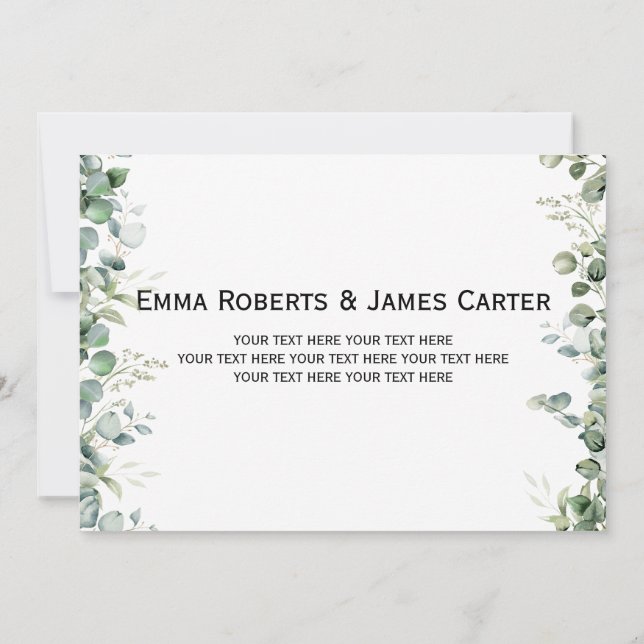Cartão De Agradecimento Greenery Modern Wedding Photo Thank You Card (Verso)