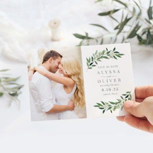 Cartão De Agradecimento Greenery Photo Save The Date Card