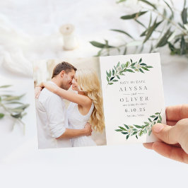 Cartão De Agradecimento Greenery Photo Save The Date Card