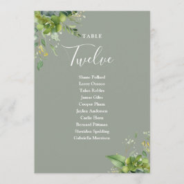 Cartão De Agradecimento Greenery Sage Green Seating Table Number