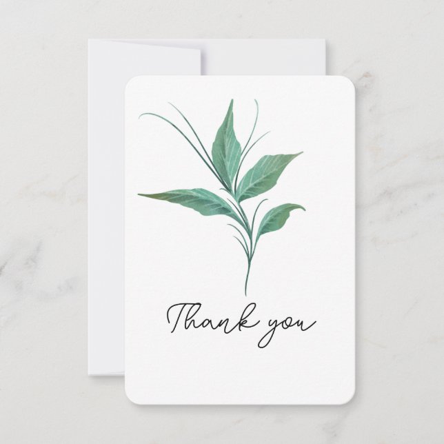 Cartão De Agradecimento Greenery Stem Obrigado (Frente)