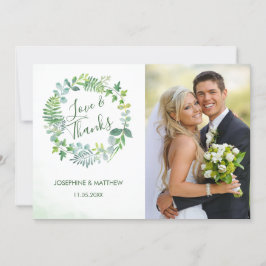 Cartão De Agradecimento Greenery Wreath Wedding Foto