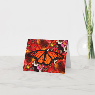 Cartão De Agradecimento Greeting Card Monarch Butterfly Zinnias