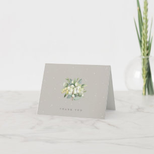 Cartão De Agradecimento Greige Snowberry+Eucalyptus Nota Nupcial