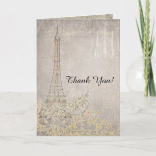 Cartão De Agradecimento Grey Thank You Notes Paris City of Love Wedding