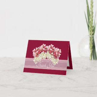 Cartão De Agradecimento Grinalda de Orquídea Dupla Marfim Rosa Elegante Ag