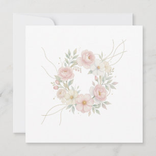 Cartão De Agradecimento Grinalda Floral Pastel Rosa Elegante Design Botâni