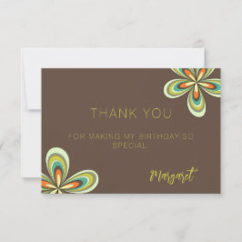 Cartão De Agradecimento Groovy Birthday Obrigado Retro 70s Flor Hippie