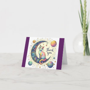 Cartão De Agradecimento Groovy Cat na Lua