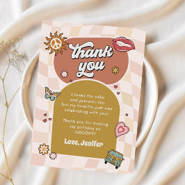 Cartão De Agradecimento Groovy Daisy Retro Party