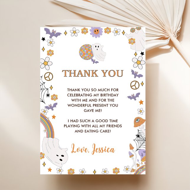 Cartão De Agradecimento Groovy Halloween Cute Ghost (Criador carregado)