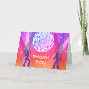 Cartão De Agradecimento Groovy Retro 70s 80s - Partido Dança Disco
