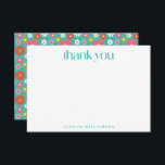 Cartão De Agradecimento Groovy Retro Flowers Turquoise Bat Mitzvah<br><div class="desc">50 Retro Groovs Flores Turquesa Cartões de agradecimentos Mitzvah Azul e Bat Rosa Quente</div>