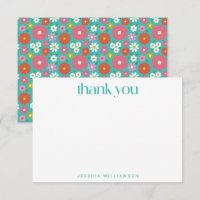 Groovy Retro Flowers Turquoise Bat Mitzvah